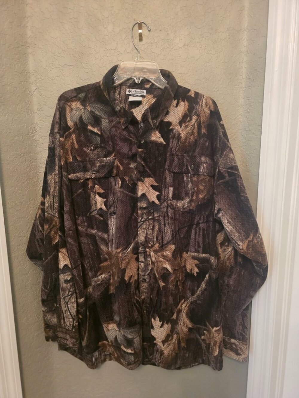 Columbia Timberwolf Brown Camo Long Sleeve Button Down Shirt XXL